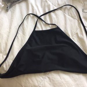 Aerie black high neck bikini swim top